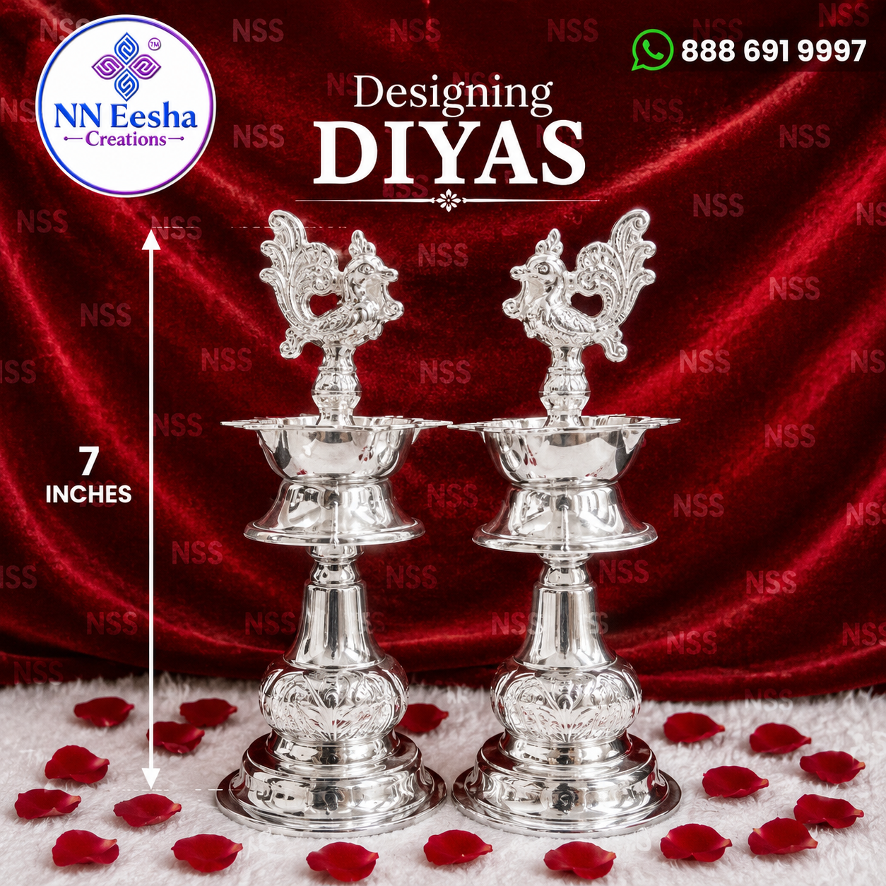 German Silver 7 Inch Designer Diyas