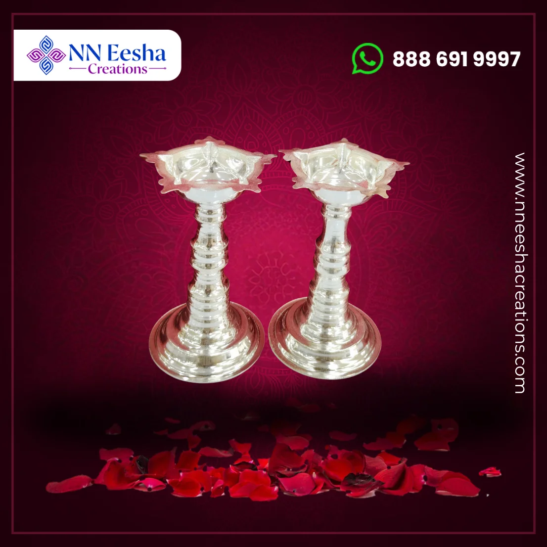 German Silver Plain Diyas 7 Inches for Pooja