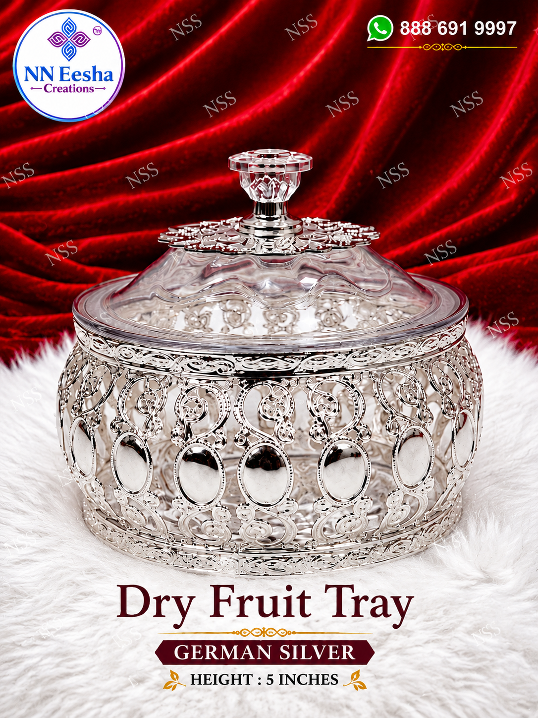 5 Inches - German Silver Dry Fruit Tray