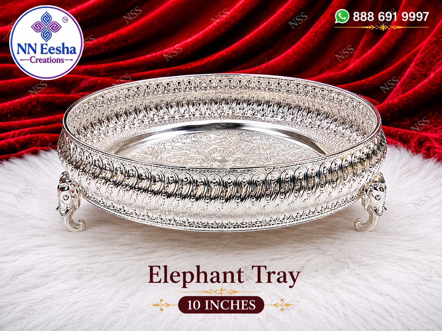 10 Inch - German Silver Elephant Tray