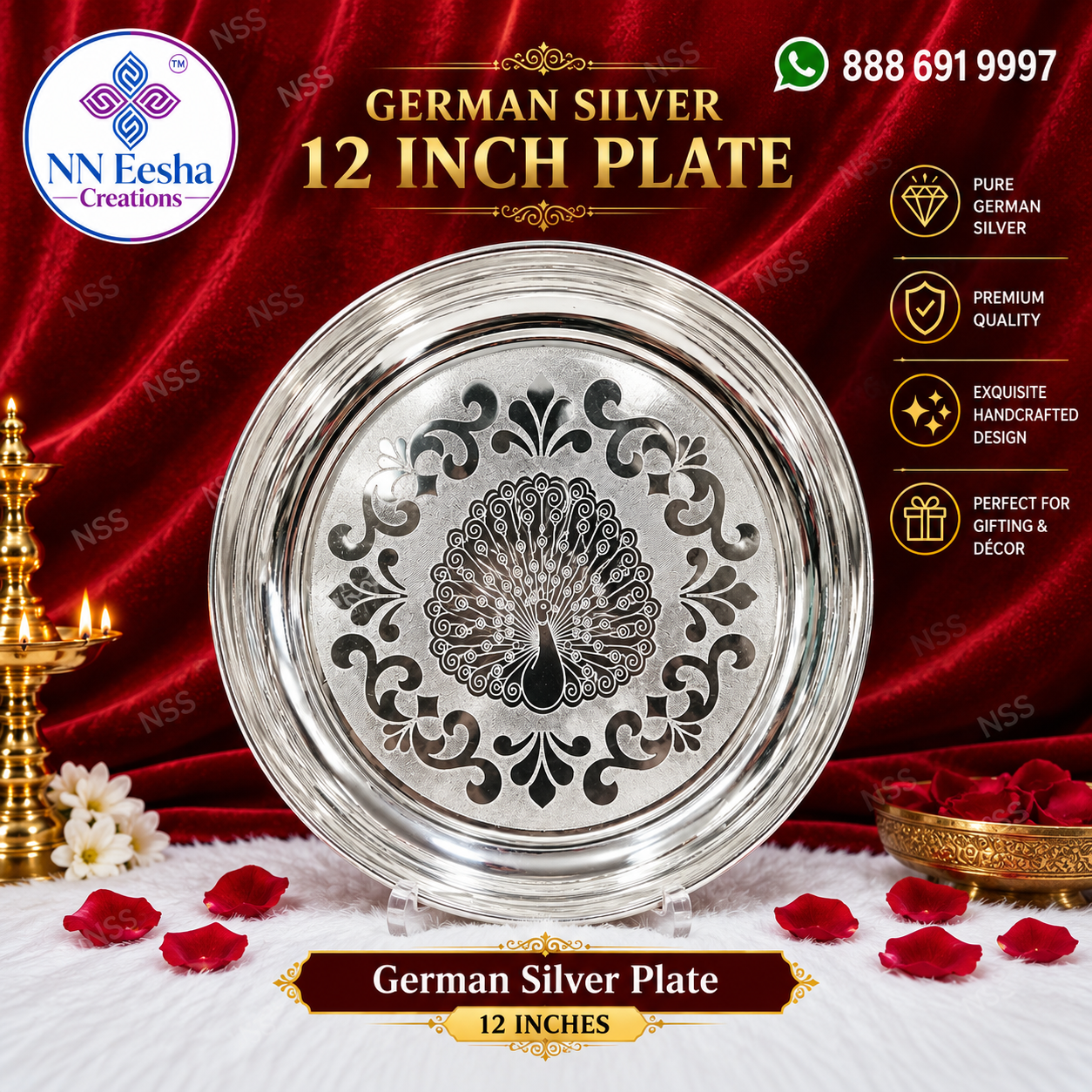 12" Inches German Silver Plate