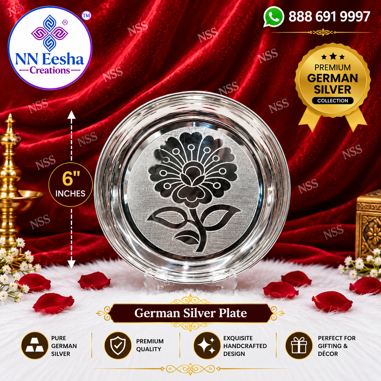 6" Inches German Silver Plate