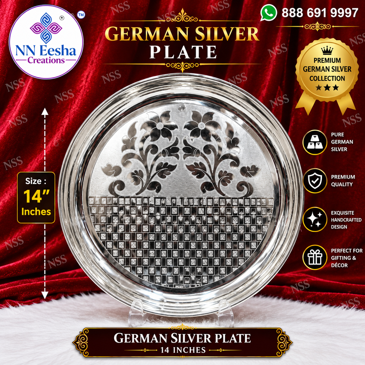 14" Inches German Silver Plate